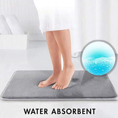 Alfombra De Baño De Terciopelo Absorbente Gris 40x60cm