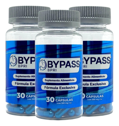 Bypass Bpri Azul 3 Frascos De 30 Capsulas Fenogreco Cola Cab