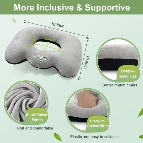 Almohada De Hemorroides Relaxanto Modelo Dona Alivio Gris Negro