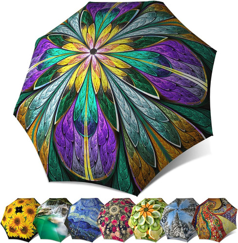 Paraguas Plegable Floral Con Apertura Automática Y Cierre ' 