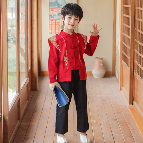 Camisa Infantil Tang Suit Girl Qipao Top Skirt Hanfu