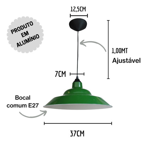 Lustre Pendente Mesa Sinuca Bilhar Snooker Prato Bedd Verde 110v/220v