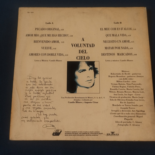 Camilo Sesto A Voluntad Del Cielo 1991 Nm Estándar (Usado)