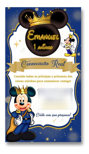 Convite Digital Mickey Realeza Arte Online Virtual Whatsapp