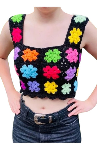 Blusa Para Dama Crop Top Tejido A Mano