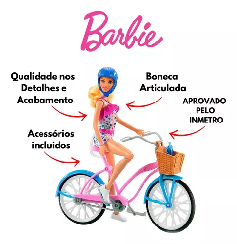 Boneca Barbie Ciclista Com Bicicleta Hby28 - Mattel