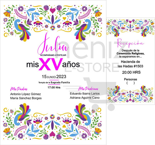 5 Invitaciones Mexicanas Xv Años+pases+sobre Celofán+sellos