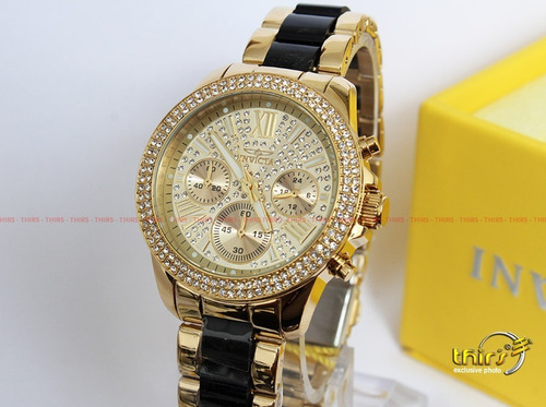 Invicta Angel Feminino 24125 - Banh Ouro 18 K Cristais Crav