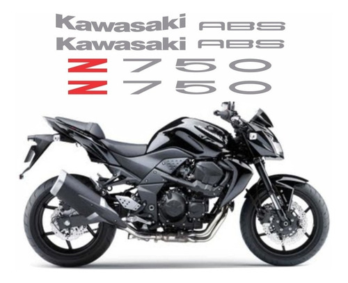 Kit Jogo Faixa Emblema Adesivo Kawasaki Z750 2010 Preta