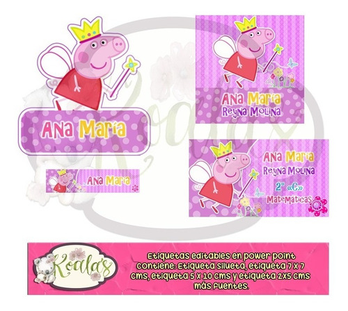 Kit Etiquetas Escolares Imprimibles Peppa Pig Hada