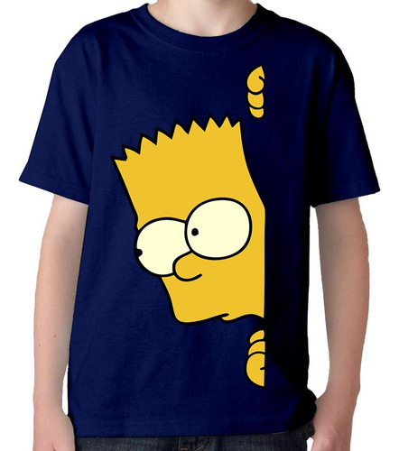 Camiseta Remera Bart Simpson Asomado Para Niños