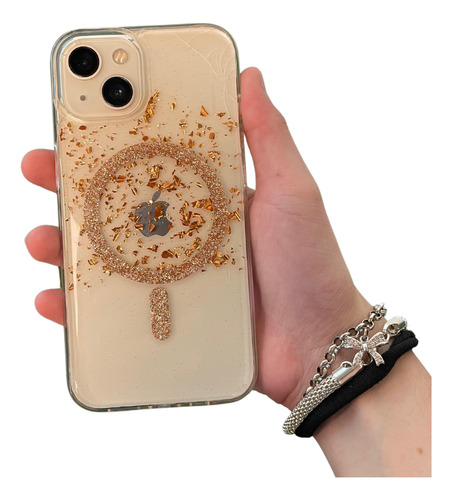Funda Magsafe Glitter Dorado Para Iphone 11-16 Pro/promax Glitter Dorado Iphone 16 Pro Max