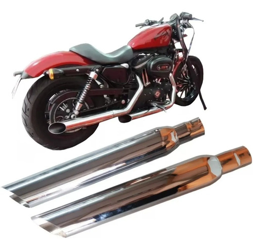 Ponteira 3 Chanfrado Lateral Cromado Harley Sportster Xl1200