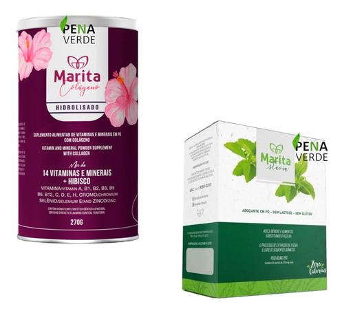 Kit Colágeno Hidrolisado 270g + Adoçante Stévia  25g Marita