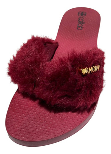 Chinelo Coloridos Rasteirinha Pelúcia