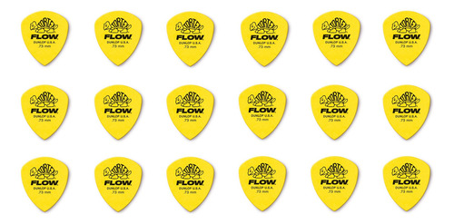 Pack X 18 Puas Jim Dunlop 558r.73 Tortex Flow 0.73 Mm Color Amarillo Tamaño Mediano