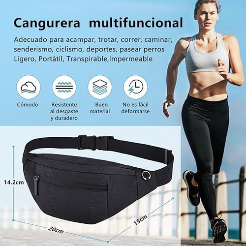 Riñonera Deportiva Para Correr De Moda Casual, Bolsa De Viaj Negro