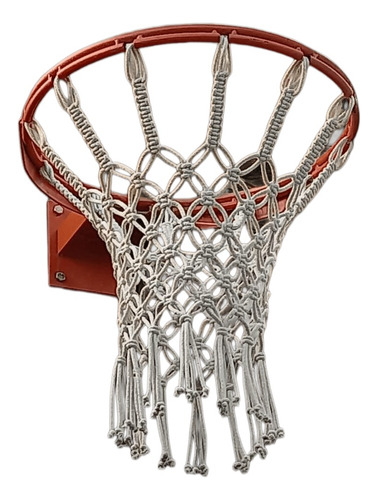 Red De Básquet Profesional 12 Ganchos Algodón Doble X 2 Unid Blanco