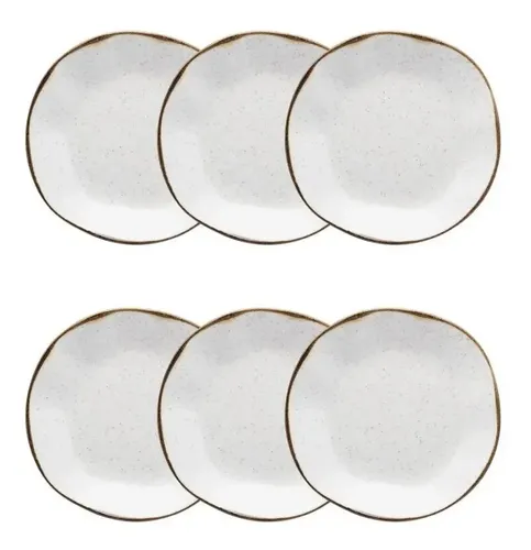 Conjunto 6 Pratos Fundos Oxford Ryo Maresia 22,5cm - Porcelana