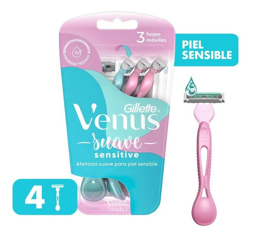 Gillette Venus Suave X4 Máquina De Afeitar 