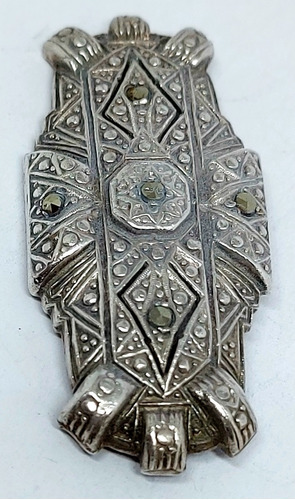 Plaqueta - Broche De Plata Y Marquesitas Art Deco 1940