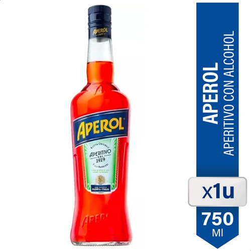Aperitivo Aperol 750ml Licor Coctel Bebidas Tragos Botella