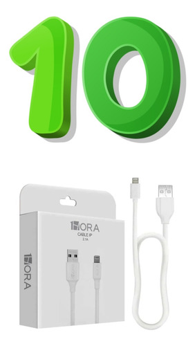 Kit 10 Piezas Cable Usb Ip 2.1a 1 Metro 1hora Cab238