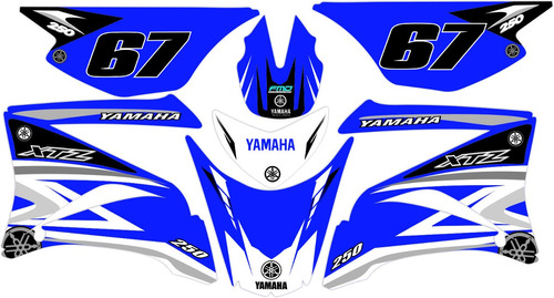 Calcos  Yamaha Xtz 250- Xtz 250 Lander Moto Azul No Oem