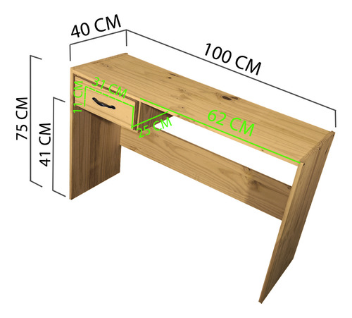 Escritorio Mueble 1 Cajon Macizo Estilo Moderno 100 Sajo