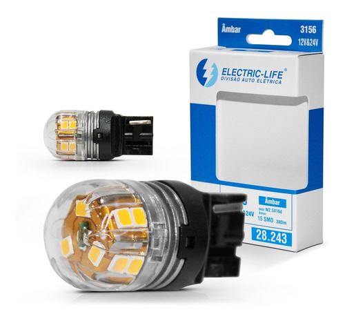 Par Lâmpada 3156 15 Smd 2835 380 Lúmens Ambar