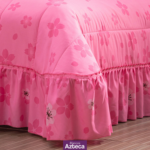 Colcha King Size De Alta Calidad Con Cojines, Azteca Color Rosa chicle Cerezos