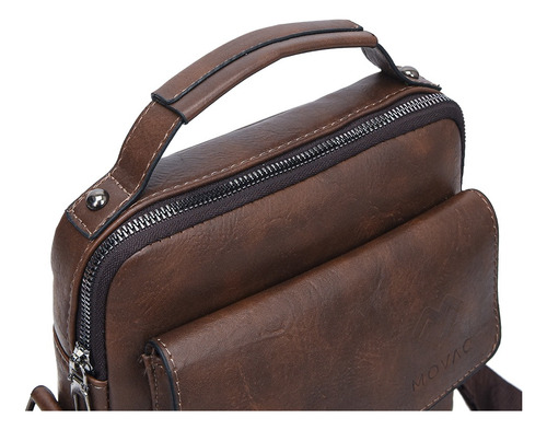 Bolso Bandolera Maletín De Hombre Cuero. Color Marrón oscuro