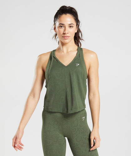 Gymshark Adapt Animal Seamless Midi Tank - Willow Green/core