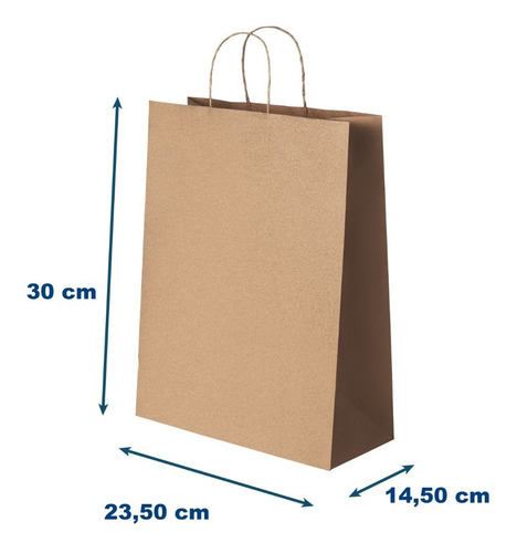 Sacola Papel Kraft G- Fundo Largo 23,5x30x14,50 - Liso 100u