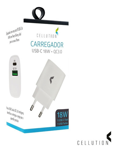 Imagem 2 de 3 de Carregador Usb-c Fast Pd 18w+qc3.0