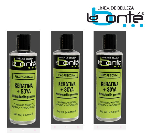 3 Pack Keratina + Soya 240ml Labonté 