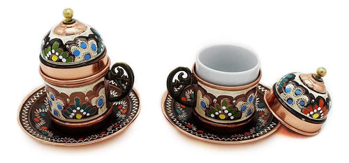 Tazas De Café Turco De Cobre Con Platillo Y Tapa (juego De 2