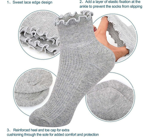 6 Pares De Calcetines Lolita Para Mujer, Calcetines Tobiller