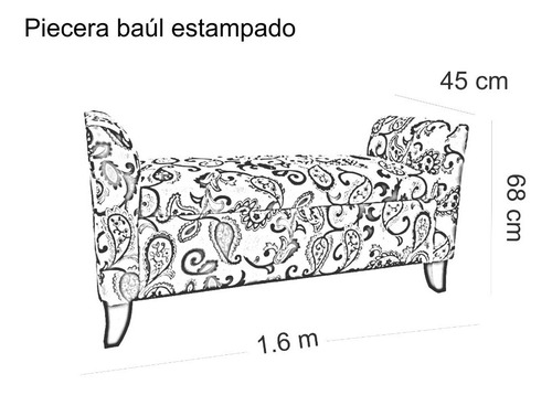 Imagen 4 de 6 de Piecera Baúl Matrimonial Pie De Cama Tela Estampada