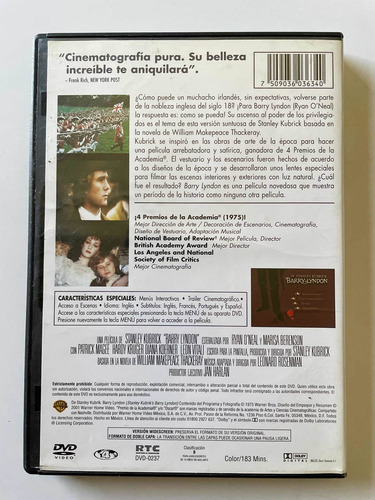 Barry Lyndon, De Stanley Kubrick. Dvd (Usado)