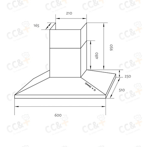 Imagen 4 de 10 de Campana De Cocina Tst Piramide Traful 60 Acero + Pagos S/int