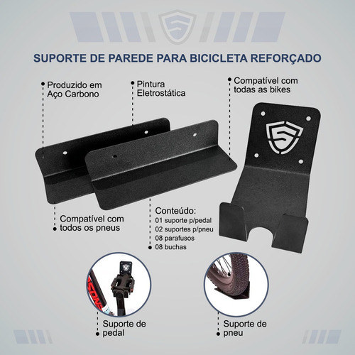 Kit 02un Suporte Bicicleta Parede Universal Encaixe Bike