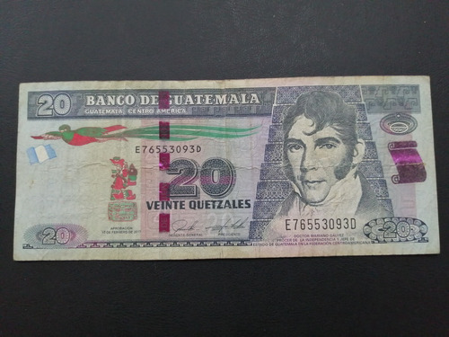 1 Billete 20 Quetzales, Guatemala, Circulado