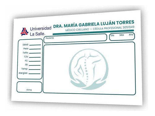 1000 Recetarios Médicos Personalizados ½ Carta Opalina 90 Gr