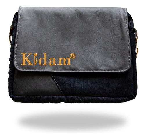 Mochila Portafolio Mezclilla Y Piel Reforzada Unisex Para Laptop O Tablet Color Gris Diseño De La Tela Liso
