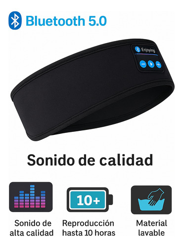 Auriculares Inalámbricos Diadema Bluetooth Deportiva Dormir Negro