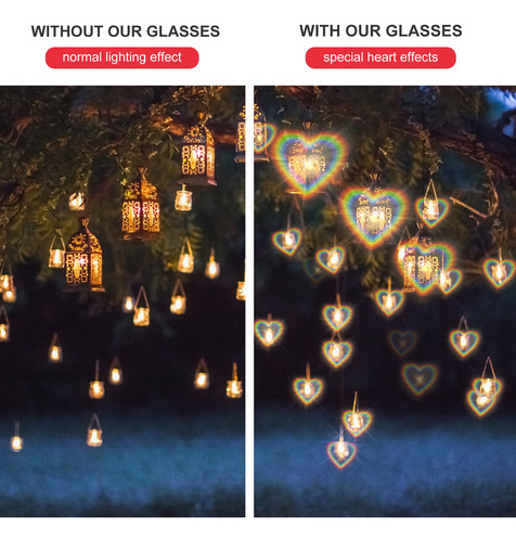 Imagen 8 de 8 de Gafas De Difracción Fenical Rojo Forma De Corazón Festival L