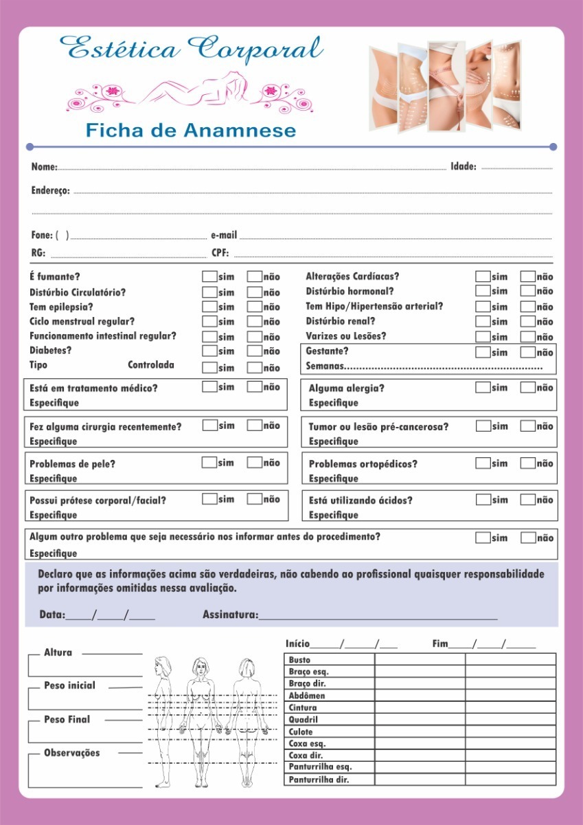 Ficha De Medidas Corporal