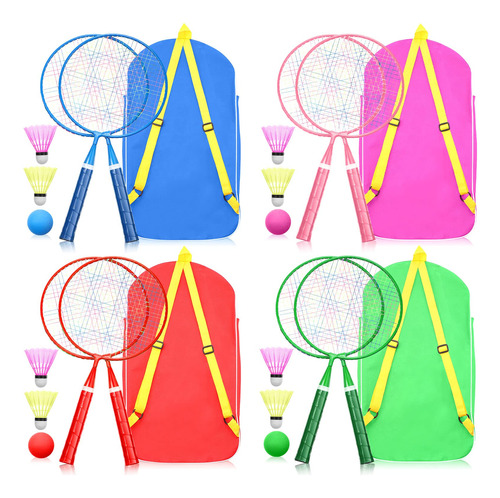 Juego De 4 Pares De Raqueta De Bdminton Para Nios, Raqueta D