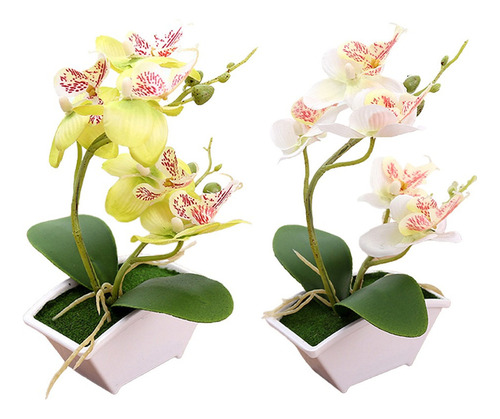 2x Flor Sintética Seda Artificial Mariposa Orquídea Bonsai